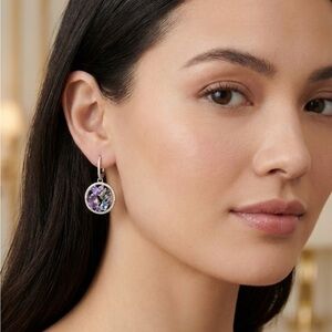 Elegant Purple and Silver Drop Earrings